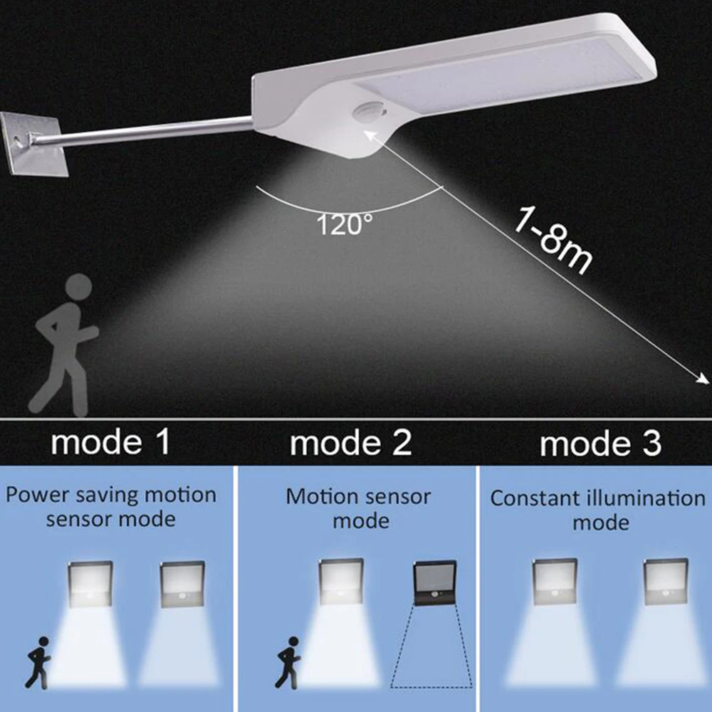 Водонепроницаемый 48 Светодиодный s солнечный светильник СВЕТОДИОДНЫЙ Уличный настенный светильник с пультом дистанционного управления PIR датчик движения уличная лампа для патио сада
