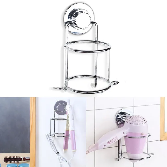 Ecoart Household Hair Dryer Holder / Straightener Holder with Hook, Suction Cup for Wall Mount