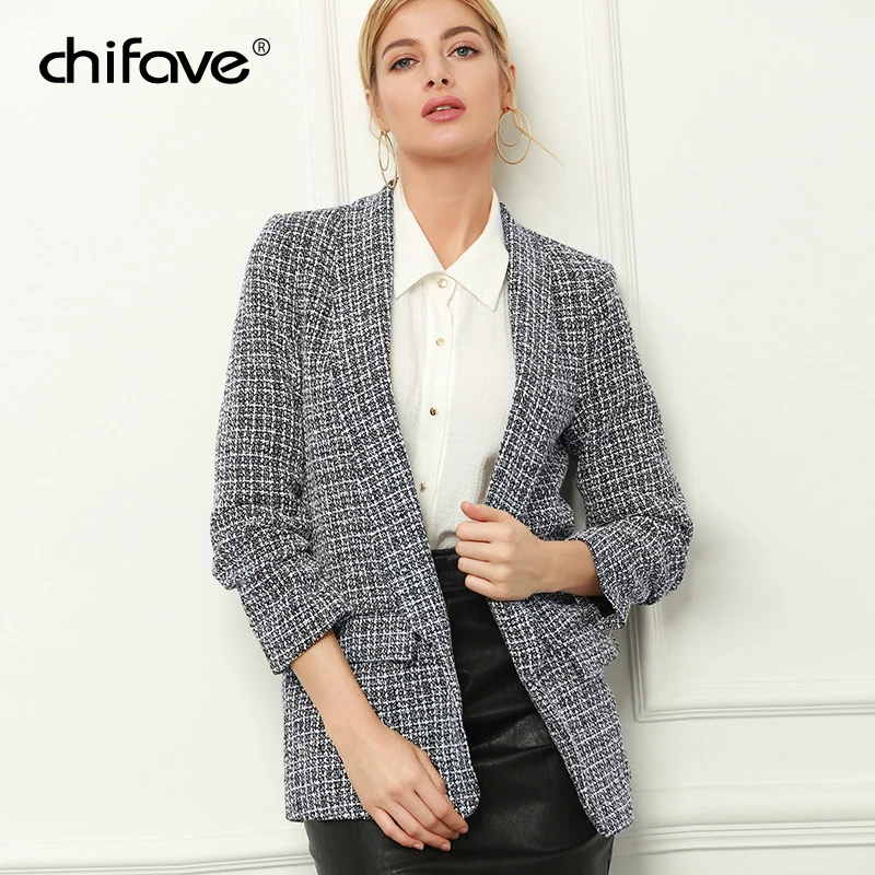 2018 Women Autumn Winter Tweed Jackets Coats Woolen Korean Regular Coat