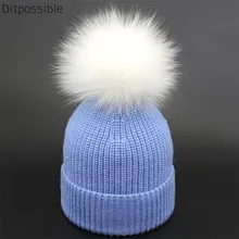 Женская шапка из белого лисьего меха, Шапка-бини skullies, шапки gorro, зимние шапки для девочек, шапки с помпоном