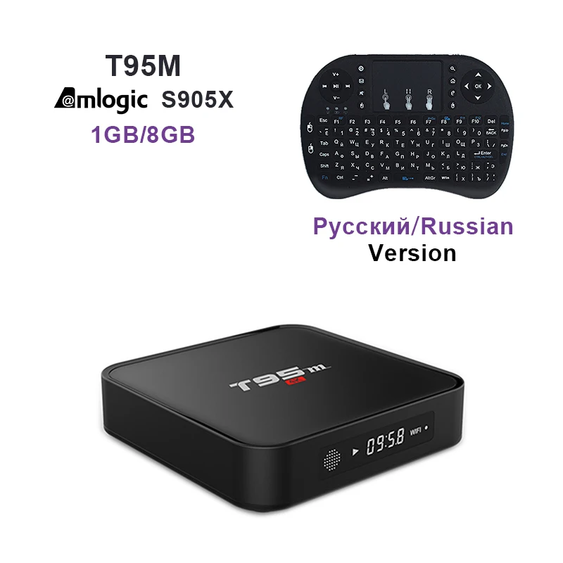 Memobox T95M Android 6.0 ТВ коробка 4 К Amlogic S905X 4 ядра DDR3 1 г flash 8 г hdmi 2.0 4 К Airplay DLNA предварительно установленных телеприставки - Цвет: RU Keyboard Black