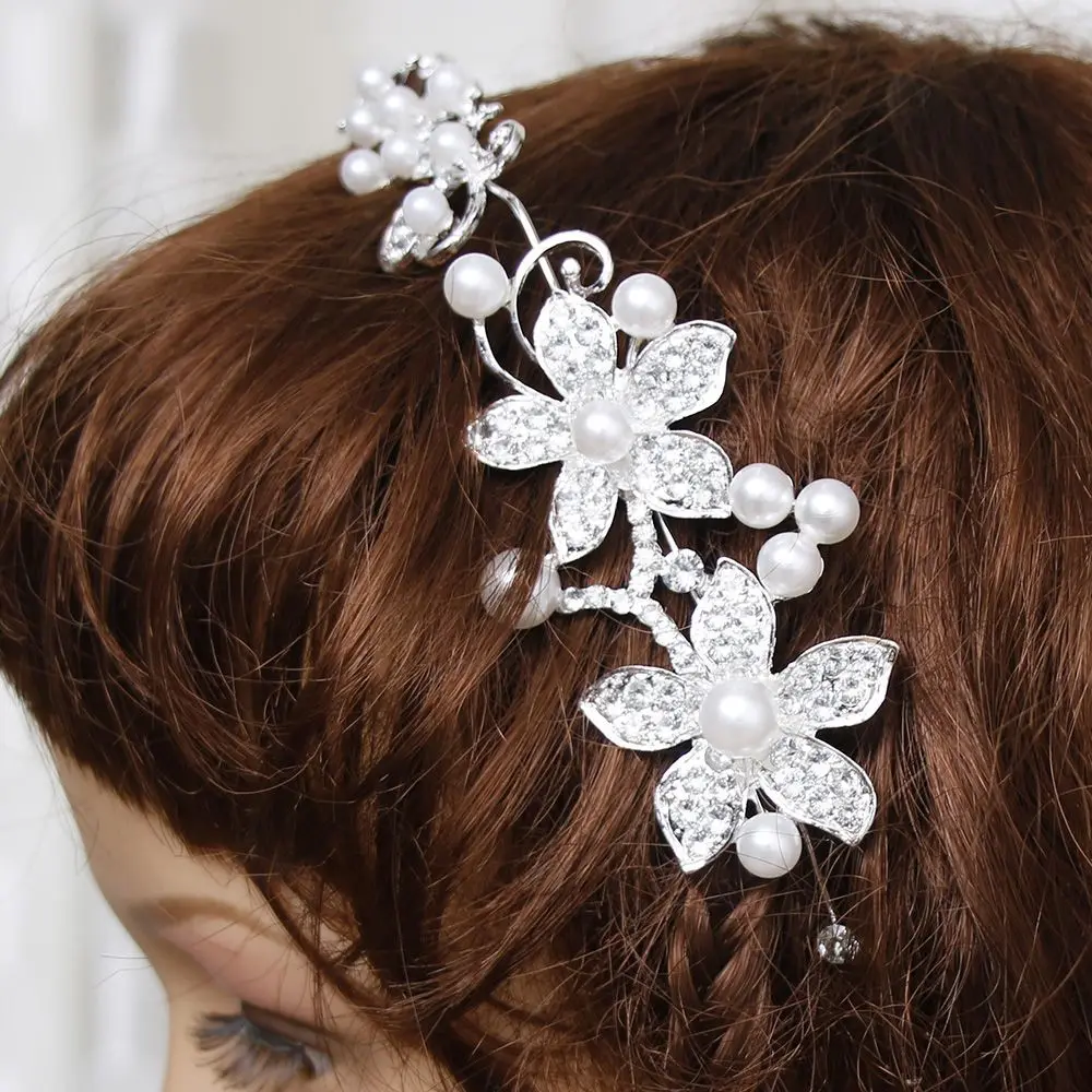 1pc Wedding Bride White Pearl Flower Garland Bridesmaid hairband Head