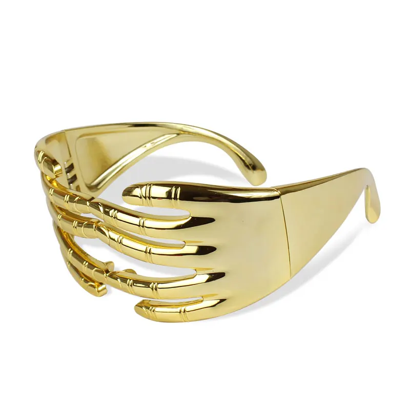 Золотые очки с пальцами, праздничные очки, мужские, цельные, серебряные, вечерние, для косплея, необыкновенная мода, Oculos de Sol Feminino - Цвет линз: Gold Fingers
