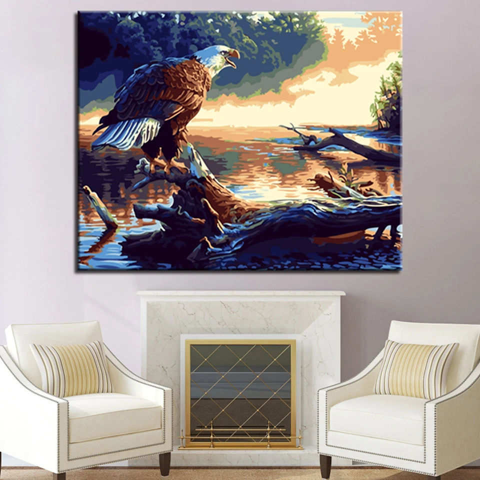 DIY Painting By Numbers Kits Coloring Paint Framework Modern Bird Home Decorative Modular Wall