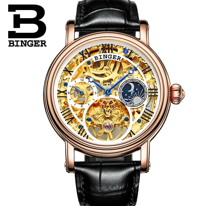 سويسرا بينغر الرجال ووتش كبيرة الميكانيكية ووتش توربيون جلدية حزام القمر المرحلة الياقوت للماء ساعات أوتوماتيكية 43mm سويسرا بينغر الرجال ووتش كبيرة الميكانيكية ووتش توربيون جلدية حزام القمر المرحلة الياقوت للماء ساعات أوتوماتيكية 43mm
