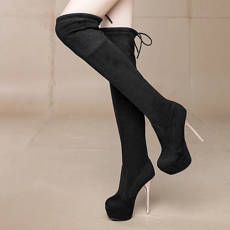 

TXCNMB 2019 fashion winter boots Women Shoes Stretch Fabrics Over The Knee Boots super High Heel Winter Boots Size 34-43