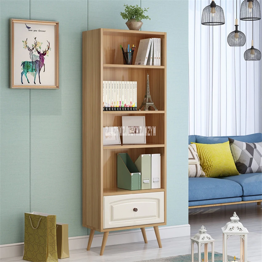 4-طبقة رف خشبي للكتب بسيطة الصلبة خزانة خشب الأطفال مفتوحة نوع مجلس الوزراء خزانة خشبية Bookrack Bookstack مع درج