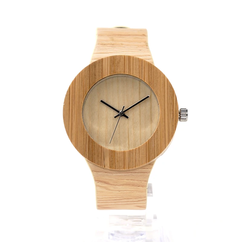 BOBO BIRD Cylinder Bamboo Wooden Wristwatch Mens Round Wood Design Japan 2035 Movement Quartz Watch with PU strap in Gift Box