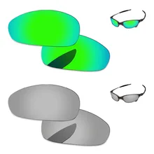 Хромированные серебристые и изумрудно-зеленые 2 пары зеркальные поляризованные Сменные линзы для солнцезащитных очков Juliet оправа UVA и UVB Защита