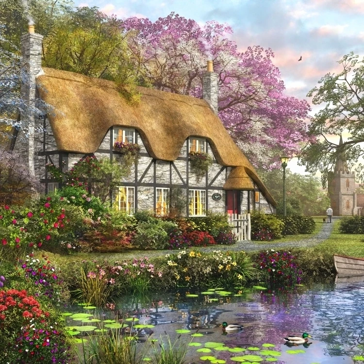 The Whitestone Cottage Poster Print by Dominic Davidson (24 x 18)