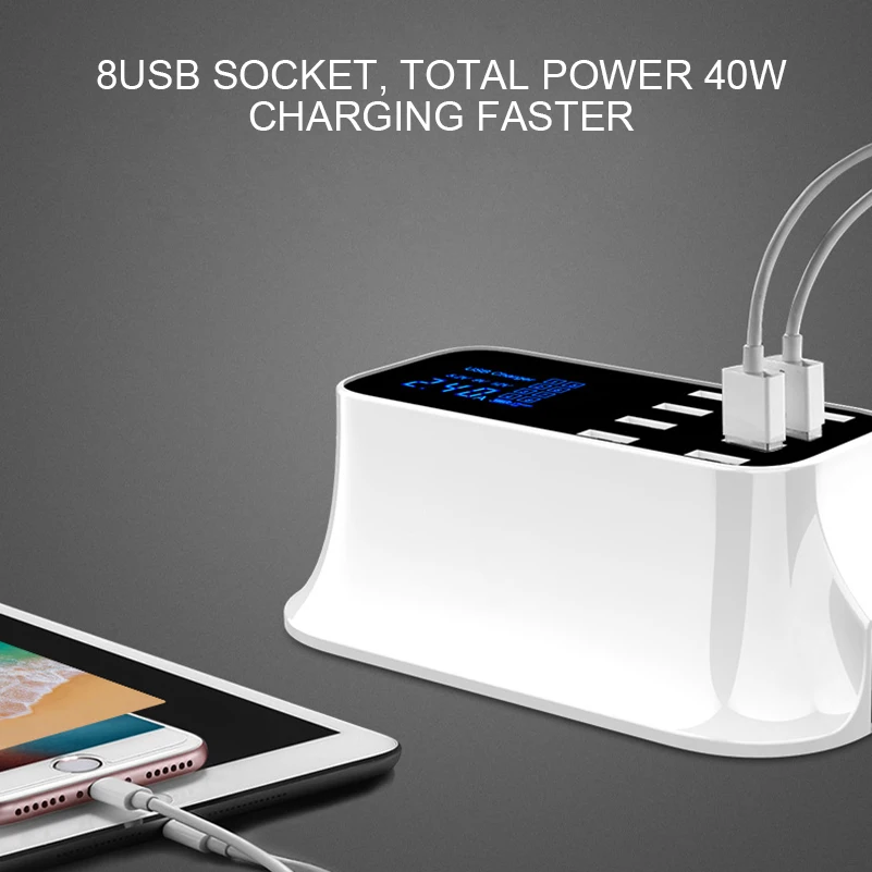 العالمي 8 ميناء الذكية USB مهايئ شاحن محطة Hub Led عرض المحمول هاتف لوحي الجدار شاحن سطح المكتب الطاقة المقبس الاتحاد الأوروبي التوصيل العالمي 8 ميناء الذكية USB مهايئ شاحن محطة Hub Led عرض المحمول هاتف لوحي الجدار شاحن سطح المكتب الطاقة المقبس الاتحاد الأوروبي التوصيل