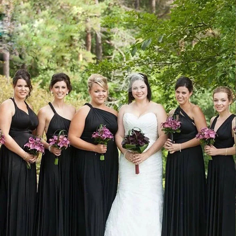 black wrap bridesmaid dresses