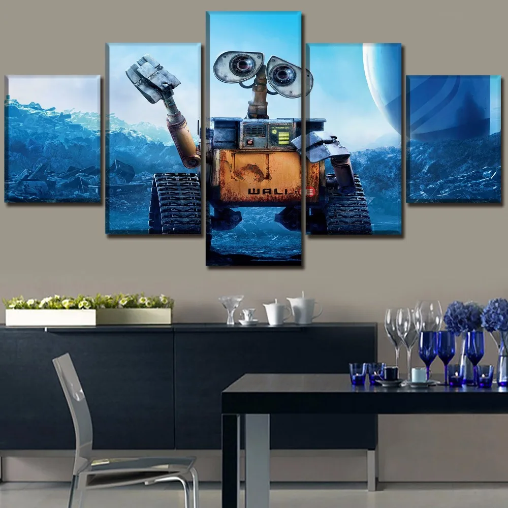 

Movie Wall E Robot Car 5 Pieces Home Picture Painting HD Print Canvas Printed Living Room Wall Art Home Decor Picture Artwork