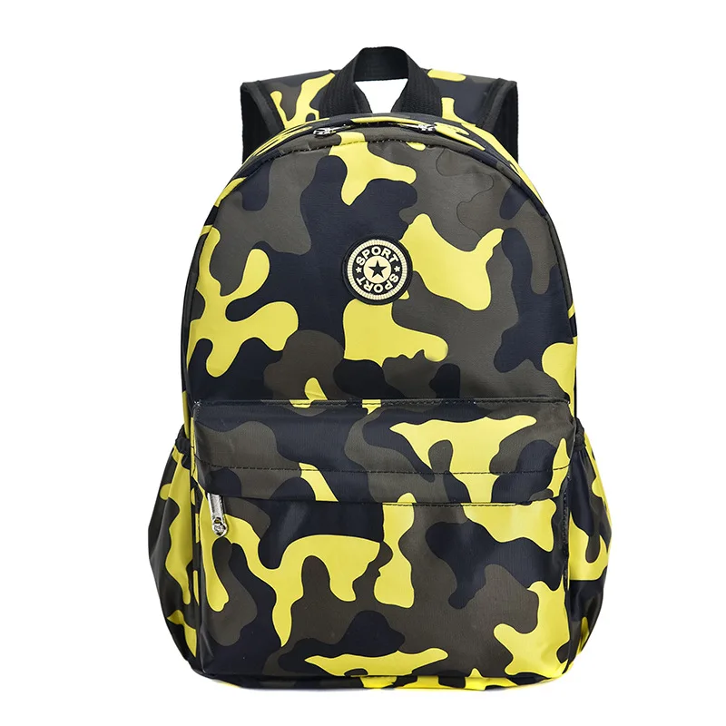 Детский Камуфляжный школьный рюкзак для мальчиков, сумка, водонепроницаемые Рюкзаки для детей, подростков, мальчиков и девочек, с принтом Mochila Mas - Цвет: yellow small