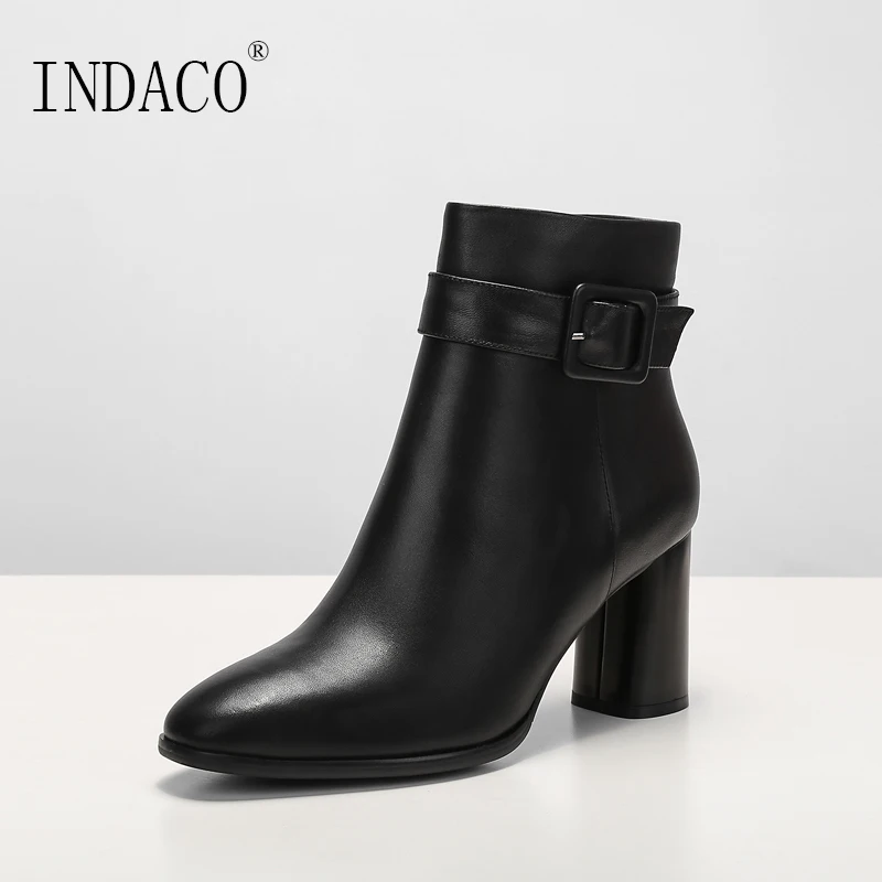 

2018 Fashion Ankle Boots for Women Leather Boots Women High Heel Shoes for Winter Autumn 7cm
