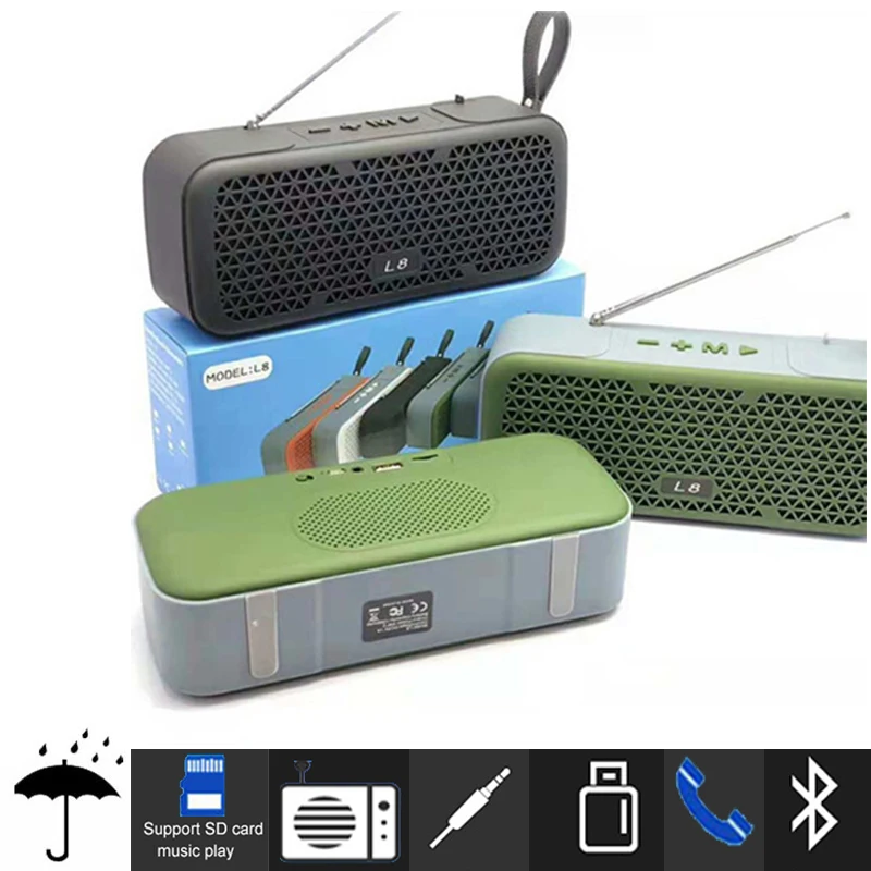 

Wireless portable bluetooth speaker waterproof External fm antenna 10W Outdoor boombox TF mp3 subwoofer USB sound bar for xiaomi