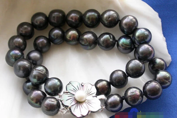

A 2ROW 12MM BLACK ROUND FRESHWATER CULTURED PEARL BRACELET p2024