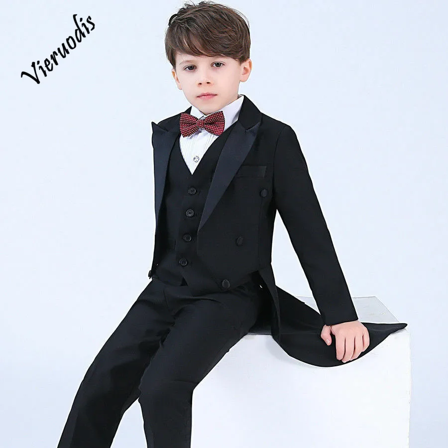 

Boys Formal Tuxedo Black Wedding Tailcoat Party Suit Kids Prom Suits Flower Suit