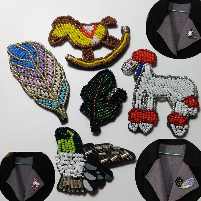

1pc DIY Handmade Rhinestone beaded Patch Embroidery flower leaf animals patches for clothing bags decorative parches appliques