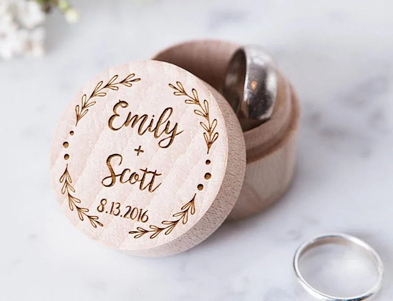 

Personalized Rustic Ring Bearer Box Custom Wedding Ring Holder Wedding Ring Bearer Pillow Box Engraved Wooden Ring Boxes