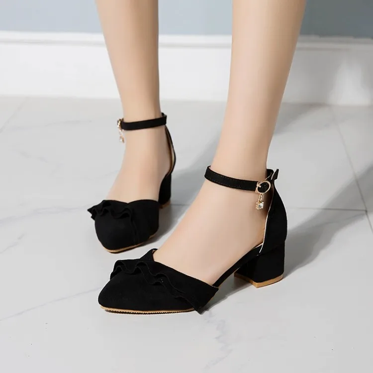

Big Size11 12 13 14 15 16 high heels sandals women shoes woman summer ladies Rough-heeled sanded sweetness buckle shoes