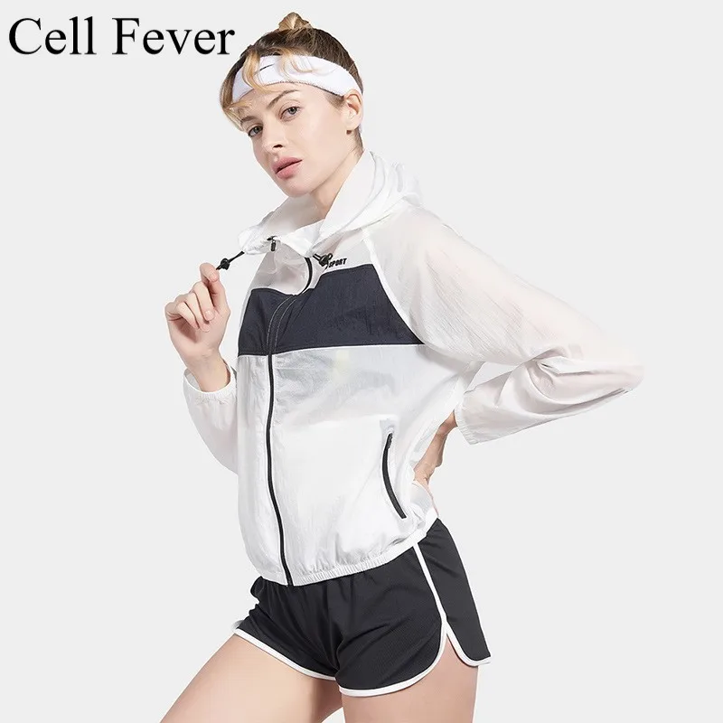 

Running Jacket For Women Quick Dry Breathable Sports Jackets Long Sleeve UV Protection Sunscreen Workout Thin Zipper Coat Female