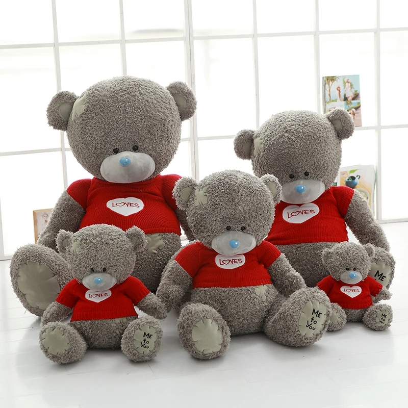 40 80cm new Style Big Gray Bear plush Toys high quality bear cloth doll stuffed plush kids doll