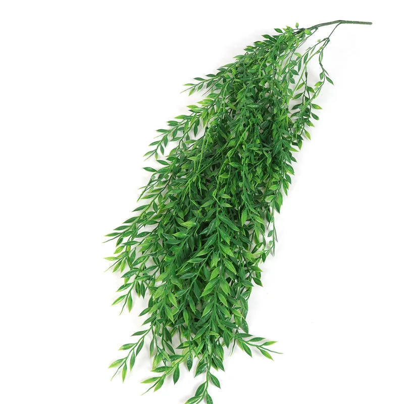 55 см искусственные цветы из ротанга поддельные листья стене висит зеленый ротанга для дома и сада зеленые листья ивы искусственные