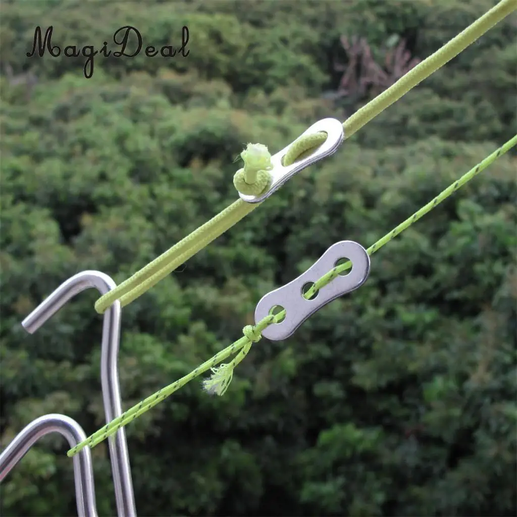 MagiDeal Professional Aluminum Alloy 3 Holes Rope Stopper Tightener Tensioner Adjuster Camping Hiking Tent Tarp Gear 34 x 14mm