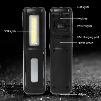 

LED Work Lights Portable Rechargeable Inspect Flashlight Camp Lamp Magnetic Base