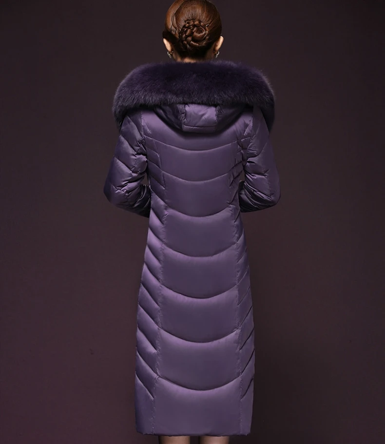 Меховой воротник Для женщин пуховик Для женщин с капюшоном Теплый пуховик Для женщин модные длинные Большие размеры куртки женские пальто X1648