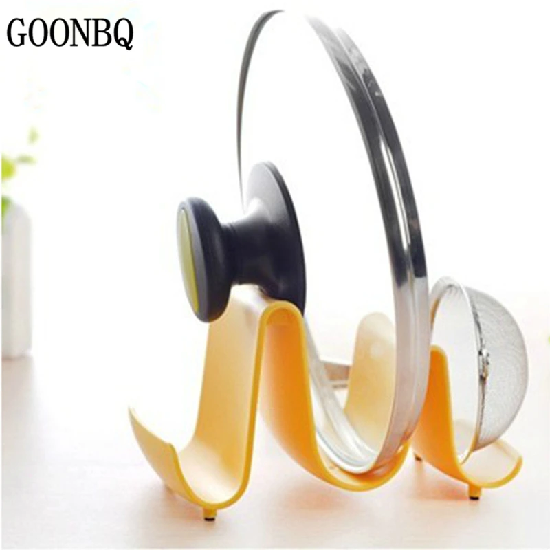 

GOONBQ 1 pc Kitchen Pot Cover Shelf Plastic Kitchen Pot Pan Cover Lid Shell Stand Shelf Holder Rack Tableware Holder