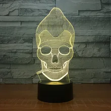 Обезьяна череп курение 3D светодиодный Цвет ночник лампа мульти-цветные лампочки свет акриловые 3D Иллюзия голограммы настольная лампа