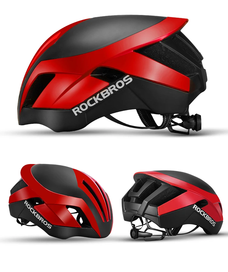 RockBros Bike Cycling MTB Road Helmets With Polarized Sunglass and Visor Red