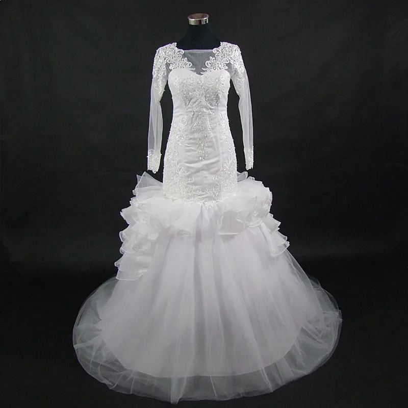 QQ любовник последние Африканские модные длинный рукав русалка свадебное платье на заказ плюс Размеры Vestido De Noiva