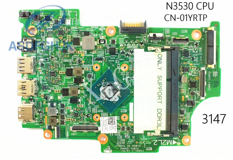 Laptop Motherboard 1YRTP 01YRTP CN-01YRTP FOR Dell FOR Inspiron 3147 Motherboard N3530 CPU DDR3L 100% Test OK