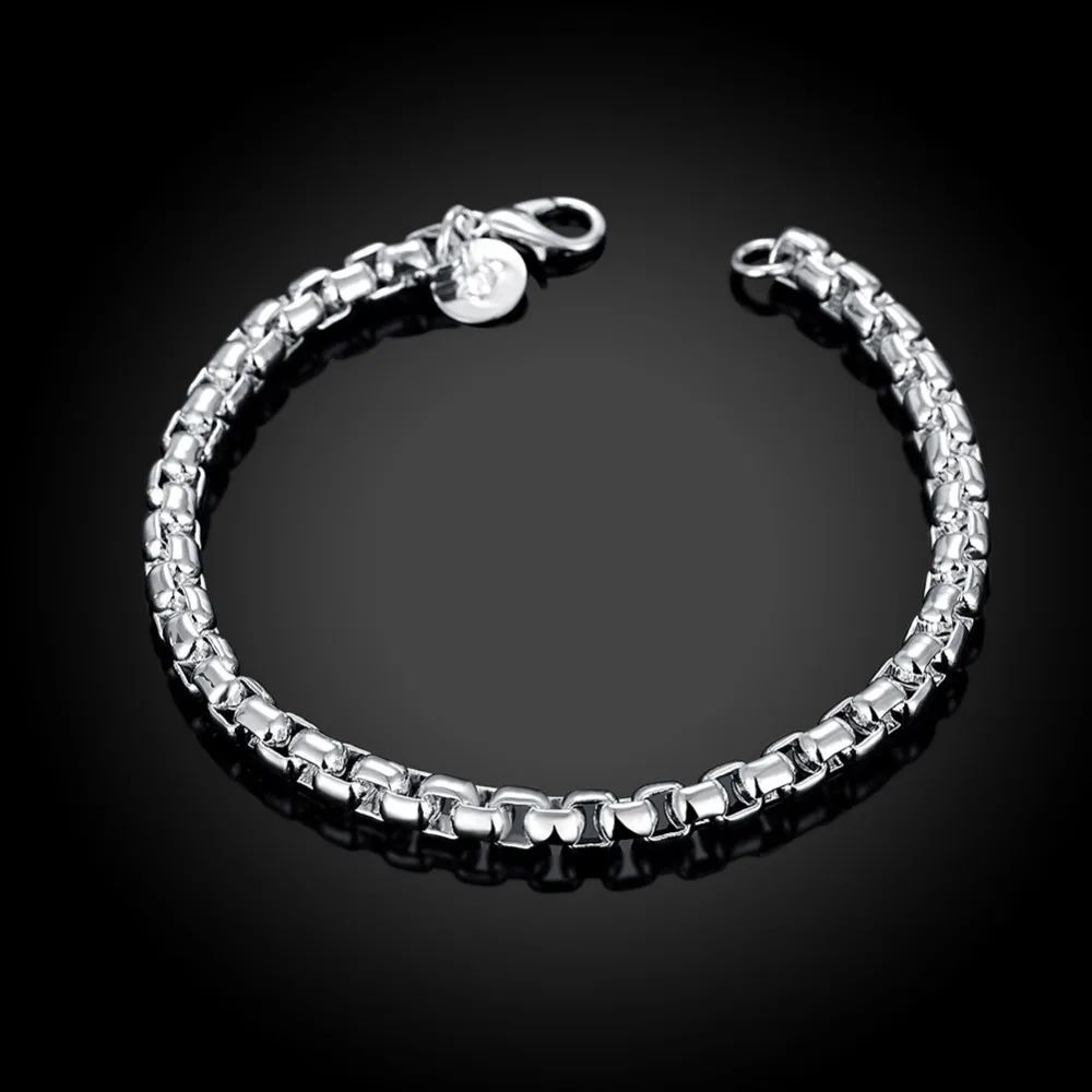 wholesale 925 Sterling silver 4mm round box chain link bracelets
