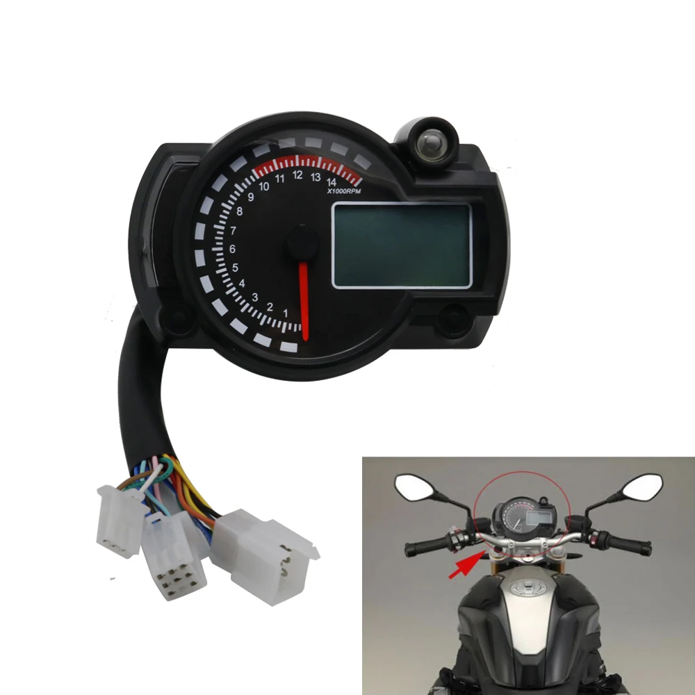 Motorcycle DC 12V 7 Color LCD Digital Display Tachometer Assembly Speedometer Odometer Dashboard Sensor Motorbike Instrument (34)