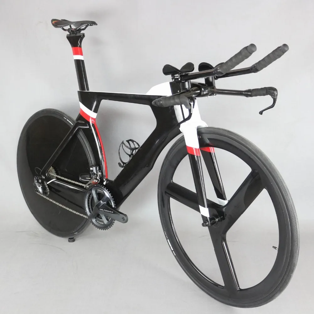 Flash Deal 700C Complete Bike TT Bicycle Time Trial Triathlon Carbon Fiber Carbon Black Painting Frame with DI2 R8060 groupset 7