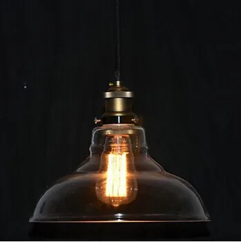 

1 Light American Loft Style Edison Bulb Vintage Industrial Pendant Lamps With Transparent Shade,Bulb Included E27