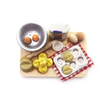 

1:12 Scale Dollhouse Miniature Kitchen Food Eggs Milk Bread Milk Bottles Board Play Toys for Doll Gifts