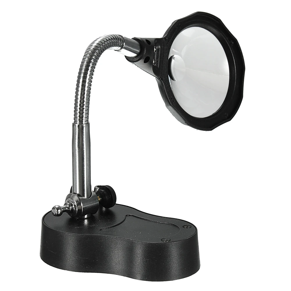 Черная лупа Настольная Лупа 3X 12X увеличительное стекло со светодиодными лампами на подставке зажим руки бесплатно для пайки ремонтных инструментов
