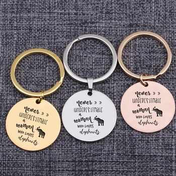 

Key chain Keytag Feminism Trinket Women Gift Keyrings Never Understand A Woman Who Loves Elephant Engraved Jewelry For Friends