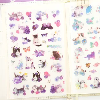 

6PCS/ PACK Kawaii Cute Cat Butterfly Sticker Marker Planner Diary Stationery DIY Stickers Scrapbooking Bullet Journal sl1913