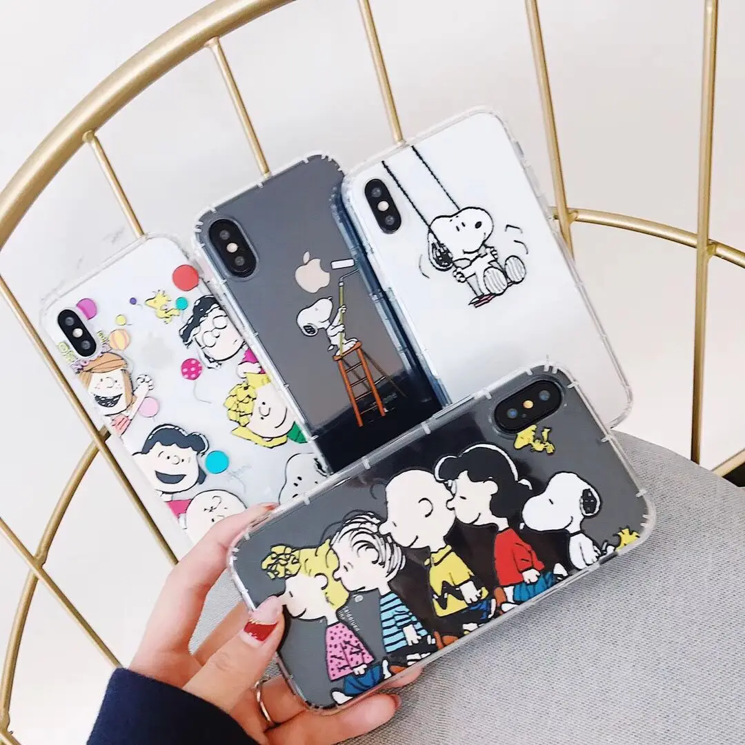 Мультфильм милые прозрачные Snoopy Apple мобильный телефон чехол для iPhone 6 6s 7 8 plus X XR XS