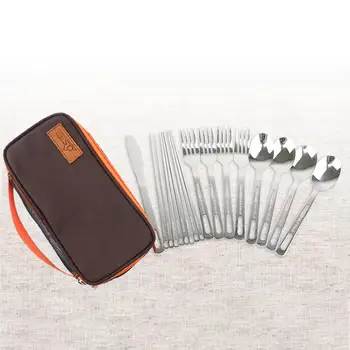 

14Pcs Camping Picnic Tableware Set Knife Fork Spoon Chopsticks with Storage Bag