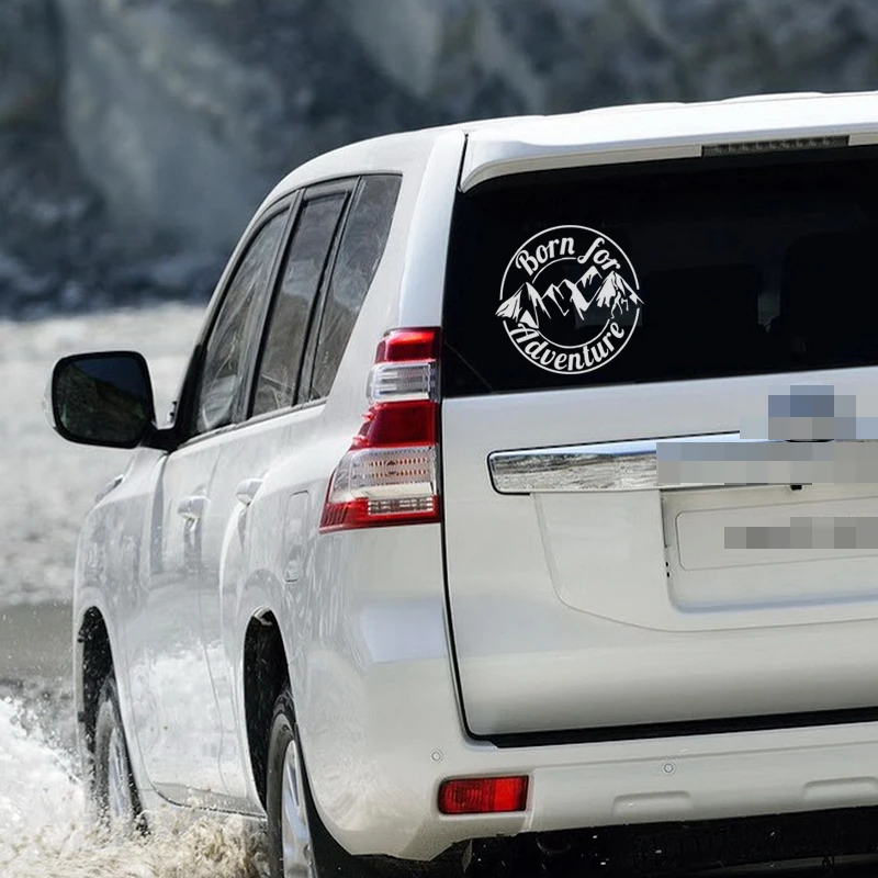 

15*16cm Cool Graphics Born For Adventure Vinyl Decal Sticker Car Caravan Camper Van Motorbike Laptop Black/Silver/Laser