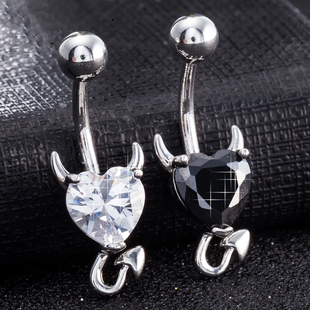 

1pcs Fashion Devil Heart Zircon Belly Piercing Navel Stainless Steel Belly Button Rings Navel Piercing Ombligo Body Jewelry