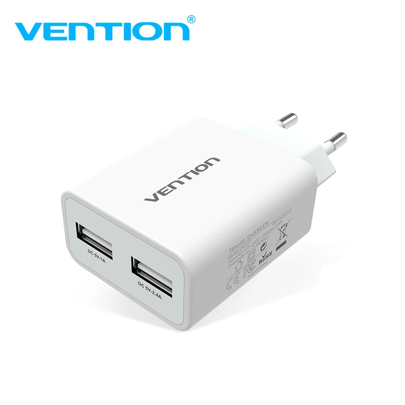 

Vention Quick Charger 3.0 2 port USB Charger 3A EU Plug White Mobile Phone Charger For XiaoMi HTC Google QC3.0 Fast Wall Charger