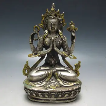 

RARE Tibet Silver gold Buddhism statue Buddha fast shipping s-0 copper tools wedding Decoration Brass Bronze